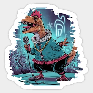 Eccentric Chickassaurus Singer Rap Raptor Sticker